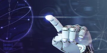 Dedo Da Mao Do Robo Graficos De Tecnologia De Fundo De Ia